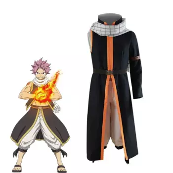 Костюм Феи из аниме «Хвост Феи», костюмы для косплея Нацу драгнееля, пиджак, брюки, пояс, шарф, мужской костюм на Хэллоуин