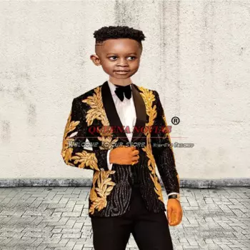 Костюм из блестящего блейзера и брюк для мальчиков