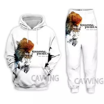 Костюм из двух предметов для мужчин и женщин, толстовка с капюшоном и брюки с 3D принтом молодой лад, в стиле рок, с оборками, костюм с брюками