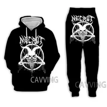 Костюм из двух предметов для мужчин и женщин, толстовка с капюшоном и штаны, с 3D-принтом necrotrock, костюм с брюками