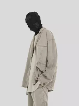 Костюм-куртка с нашивкой Wasteland, шелковая свободная ветрозащитная куртка