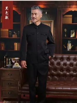 Костюм Мао, мужской костюм среднего и пожилого возраста, костюм Чжуншань, элитный летний костюм в национальном стиле