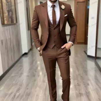 Костюм мужской деловой из блейзера, жилета и брюк