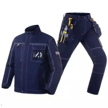 Костюм мужской из 100% хлопка, рабочая одежда, штаны-карго со множеством карманов, сварочный костюм, светоотражающие рабочие джинсовые брюки, 5XL