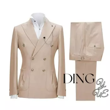 Костюм мужской из 2 предметов, деловой приталенный винтажный Модный костюм, блейзер и брюки для выпускного вечера