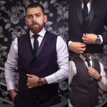 Костюм мужской из блейзера, жилета и брюк, 3 шт.