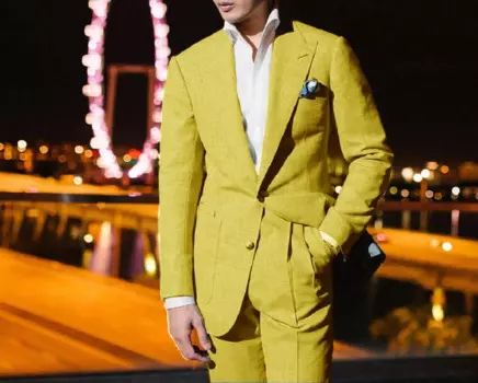 Костюм мужской классический из двух предметов, льняной деловой костюм, однобортный элегантный мужской костюм, формальный свадебный пиджак