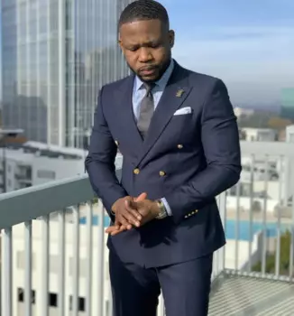 Костюм мужской облегающий из двух предметов, двубортный Блейзер и брюки, деловой повседневный костюм, темно-синий, черный, на заказ