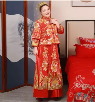 Костюм невесты большого размера 4XL/5XL/6XL, традиционное китайское свадебное платье с вышивкой Феникса для полных невест, халаты для женщин весом 100 кг