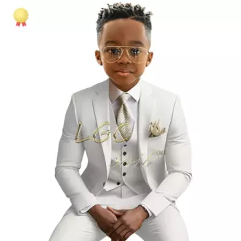 Костюм-смокинг для мальчиков, костюм из трех предметов, модное платье на заказ для детского свадьбы, банкета, официального мероприятия, куртка, жилет, брюки, костюм