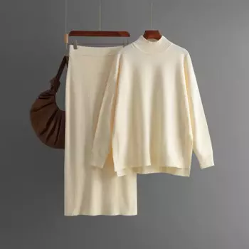 Костюм спортивный женский однотонный из 2 предметов, трикотажная рубашка с длинными рукавами и сумка-мешок