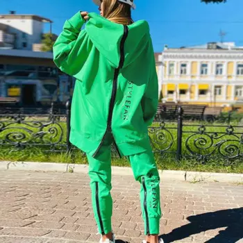 Костюм спортивный женский с надписью, длинные спортивные штаны, свободный костюм, костюм для бега, одежда для фитнеса, 2 предмета, на осень спортивный костюм женск костюм женский спортивный костюм