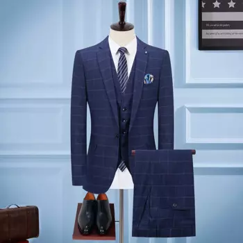 Костюм твидовый мужской в полоску, пиджак, жилет и брюки, элегантный костюм для выпускного вечера, жениха