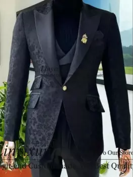 Костюм жаккардовый мужской свадебный из блейзера и брюк