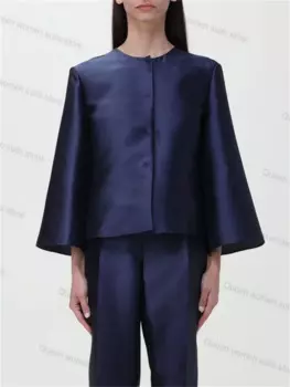 Костюм женский атласный из блейзера и брюк, комплект из 2 предметов, блейзер и платье для матери на выпускной, строгий офисный костюм с пиджаком размера