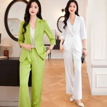 Костюм женский атласный из жаккарда в горошек, повседневный Универсальный жаккардовый костюм с широкими штанинами, костюм-двойка, лето