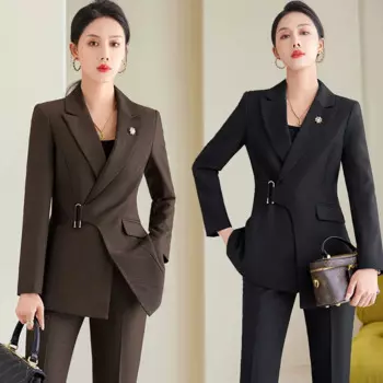 Костюм женский осенне-зимний, Модный облегающий костюм, рабочая одежда, деловой темпераментный Костюм Богини, яркий модный костюм