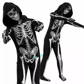 Костюм зомби для детей, костюм с маской зомби на Хэллоуин, косплей, страшный скелет, череп, костюм, комбинезон, комплекты, одежда для карнавала и вечеринки