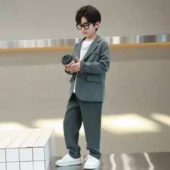 Костюмы для мальчиков, весенне-осенний повседневный пиджак с длинными рукавами, куртка, брюки, школьная форма, комплект детской одежды для подростков, детский костюм