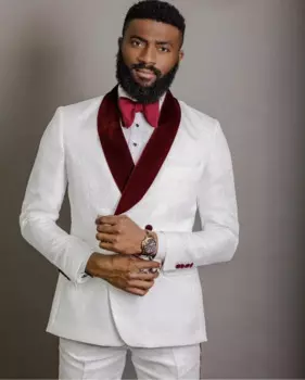 Костюмы для жениха бордовая шаль с лацканами для свадьбы смокинг наряд Для мужчин пиджак Бизнес Выходные туфли на выпускной бал ужин вечерние костюм (пиджак + брюки + галстук-бабочка)