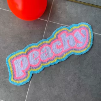 Ковер Peachy с цветным текстом, мультяшный напольный ковер для гостиной, спальни, нескользящий декоративный мягкий фланелевый домашний прикроватный ковер, подарок
