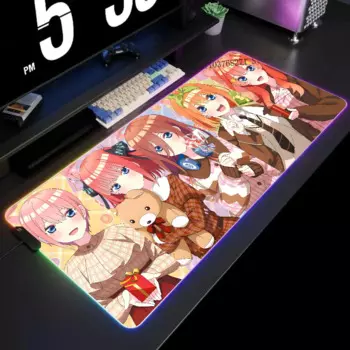 Коврик для мыши с изображением девушки аниме T-The quintessence Quintuplets, размер XXL, RGB, игровые коврики для мыши, HD, чёрная, женская большая