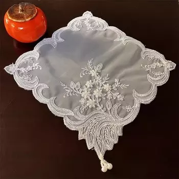 Коврик из полиэстера и хлопка, золотой/белый, квадратный