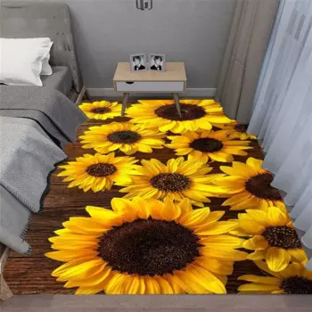 Коврик LOUSIDREAM из хлопка с подсолнухом и хризантемами