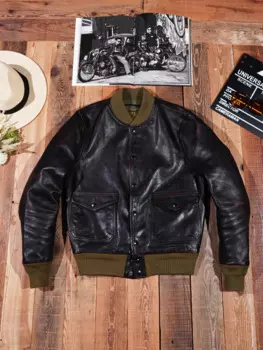 Кожаная куртка Blunt Razor A1 Tea Core Horse для летающего костюма, мужская мотоциклетная кожаная куртка Amikaki в американском стиле ретро