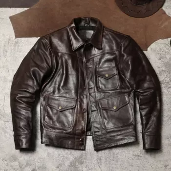 Кожаная куртка Blunt Razor в американском стиле ретро, мужская короткая куртка из воловьей кожи с лацканами, кожаная рабочая куртка Amikaki