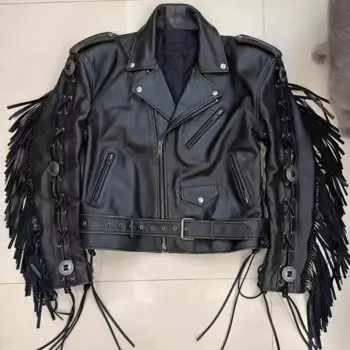 Кожаная куртка NIGO с бахромой из телячьей кожи, сделанная из старого украшенного железным кольцом, байкерская куртка, кожаная куртка, женская черная # nigo6498