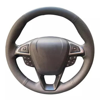 Кожаная оплетка для ручного шитья, чехол на руль автомобиля для Ford Mondeo Fusion S-Max 2013-2019 EDGE Galaxy 2015-2019, автомобильные аксессуары