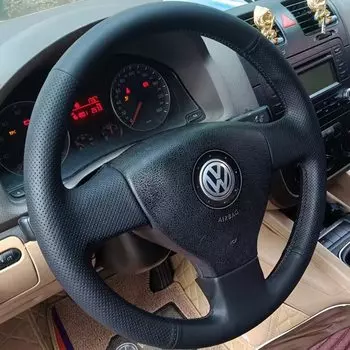 Кожаная оплетка для Volkswagen VW Golf 5 V Golf Plus Polo Jetta Tiguan Touran, чехол на руль