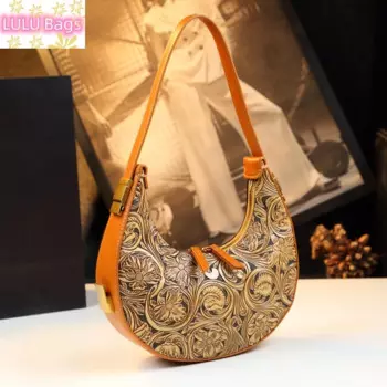 Кожаная резная женская сумка через плечо, роскошная модная сумка-хобо, сумки для подмышек, Женская Высококачественная сумка для пельменей, новинка 2024