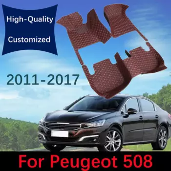 Кожаные автомобильные коврики для Peugeot 508 2011 2012 2013 2014 2016 2017