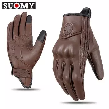 Кожаные Защитные перчатки Suomy, винтажные мотоциклетные перчатки с сенсорным экраном, перчатки для езды по бездорожью, езды на велосипеде, улице, мотоциклетные перчатки для мужчин и женщин