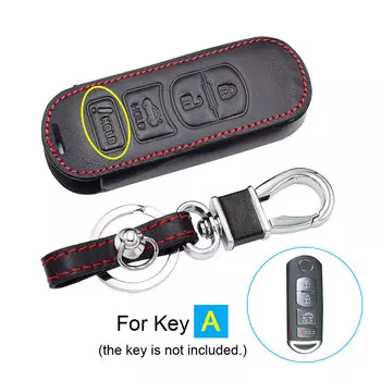 Кожаный чехол для автомобильного ключа ATOBABI, чехол для ключа для Mazda 3, 6 дюймов, искусственная кожа, 4 кнопки, умный безключевой пульт дистанционного управления, защитный чехол для ключа