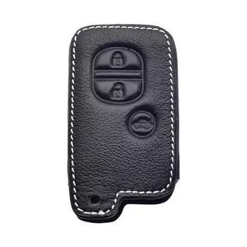 Кожаный чехол для автомобильного ключа брелок для Toyota Camry Crown Land Cruiser Prado Mark X Majesta 3 кнопки смарт-пульт дистанционного управления защитный чехол