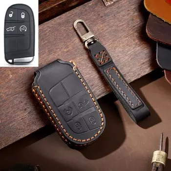 Кожаный чехол для автомобильного ключа чехол для Jeep Renegade Compass Grand Cherokee для Chrysler 300C Wrangler Dodge автомобильные аксессуары брелок