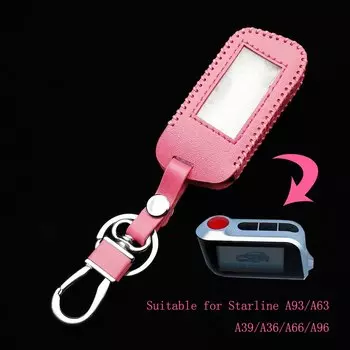 Кожаный чехол для автомобильного ключа для Starline A93 A63 Русская версия Двусторонняя Автомобильная сигнализация ЖК-пульт дистанционного управления брелок для ключей чехол