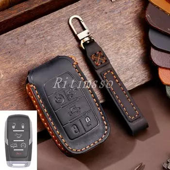 Кожаный чехол для автомобильного ключа для Dodge RAM 1500 RAM 1500 RAM 2500 TRX 2021 2020, Chrysler Couve Dodge Jeep Grand Cherokee