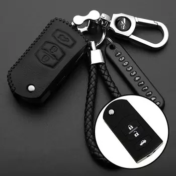 Кожаный чехол для автомобильного ключа для Mazda 2 3 6 CX5 CX-7 CX-5, складной чехол для пульта дистанционного управления, держатель для ключей, защитная сумка, автоаксессуары