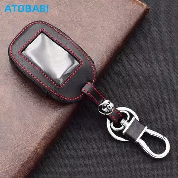 Кожаный чехол для автомобильного ключа для StarLine B92 B62 B94 B64 B95 X96, двухсторонняя Автомобильная сигнализация, ЖК-дисплей, пульт дистанционного управления, защитный чехол