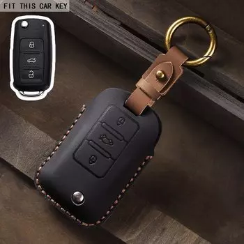 Кожаный чехол для автомобильного ключа для VW Volkswagen Polo Tiguan Passat B5 B6 B7 Golf MK Jetta Skoda Kodiaq Superb Octavia Seat Etc