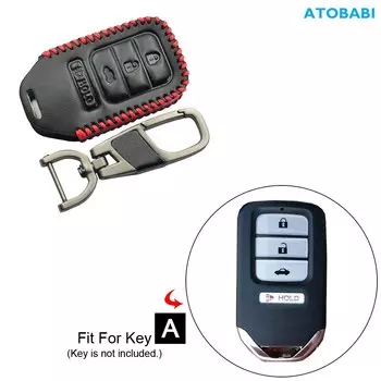 Кожаный чехол для автомобильных ключей, чехол для Honda Civic Fit Accord Pilot CR-V 2019 4 кнопки, умный чехол для автомобильных ключей протектор для пульта дистанционного управления чехол
