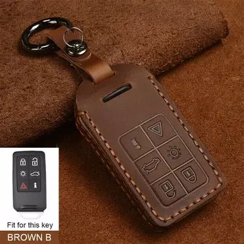 Кожаный чехол для дистанционного ключа автомобиля для Volvo XC60 V60 S60 XC70 V40, автоаксессуары, держатель для ключей с брелком