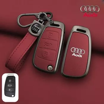 Кожаный чехол для дистанционного ключа из цинкового сплава для Audi A1 A3 8P A4 A5 A6 C7 A7 S3 S7 S8 R8 Q2 Q3 Q5 Q7 Q8 SQ5 TT RS3 RS6 Брелок