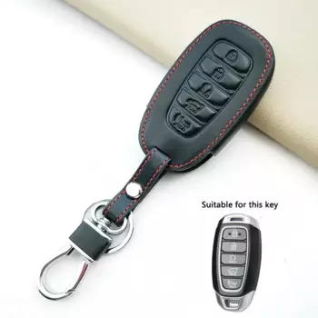 Кожаный чехол для ключей Hyundai Santa Fe Tucson 2022 NEXO NX4 Atos Prime Solaris 2021, 3/4/5 кнопок, умные автомобильные аксессуары