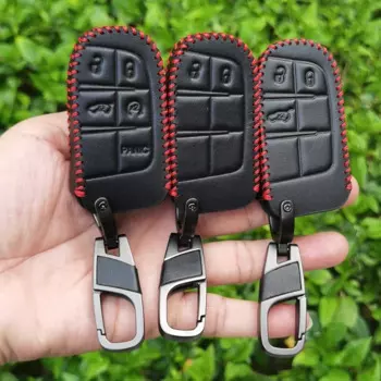 Кожаный чехол для ключей от автомобиля для Jeep WK2 KL BU MP Renegade Grand Cherokee Dodge Ram Charger 200 1500 Challenger Chrysler 300C Journey