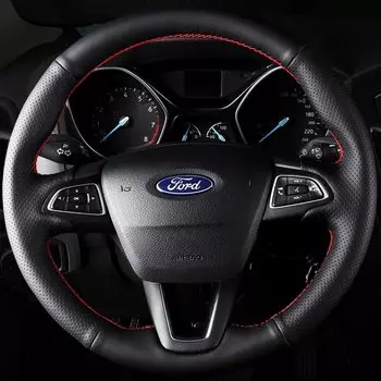 Кожаный чехол на руль автомобиля из микрофибры на заказ для Ford Focus 3 2015-2018 Kuga 2016-2019 Escape C-MAX Ecosport 2018-2019